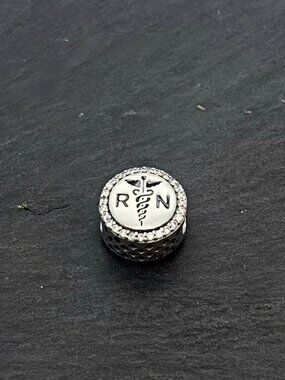 Pandora RN Nurse Caduceus Bead Charm Sterling Silver Jewelry